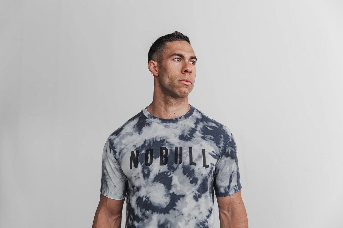 Nobull Tie-Dye Men\'s T Shirts Blue Blue | Australia (GT0427)